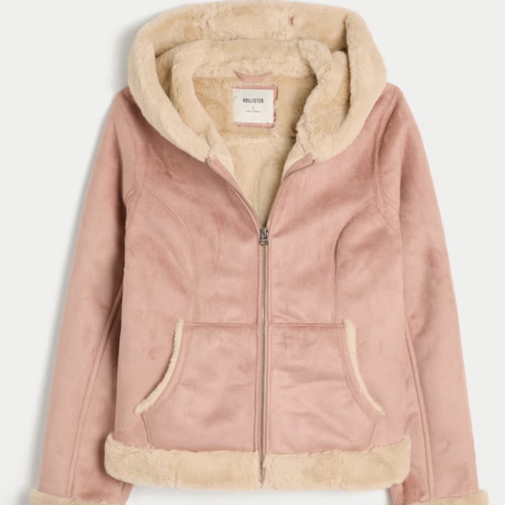Hollister Faux Fur-Lined Faux Shearling Hoodie Jacket
Color: pink Size: pink S